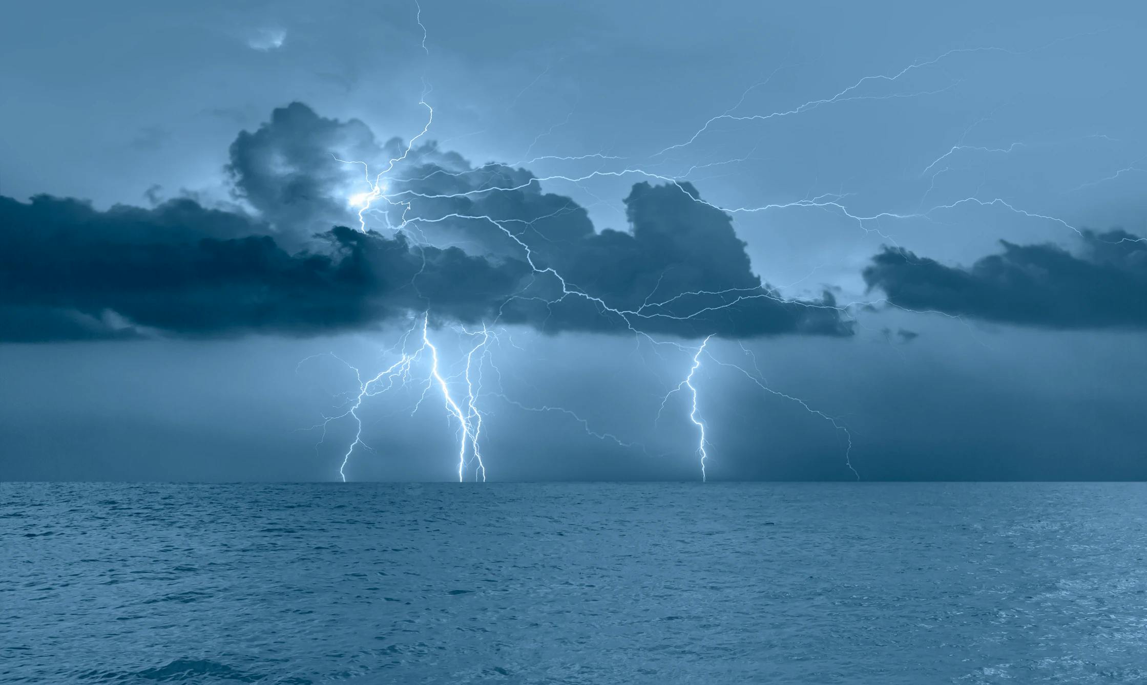 Lightning strike at sea